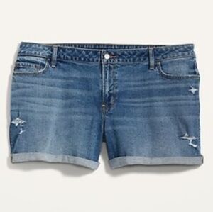 Old Navy Mid-Rise Boyfriend Denim Shorts Size 18 Medium Wash NWT